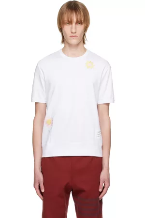 Thom Browne Men T-Shirts - White Flower T-Shirt