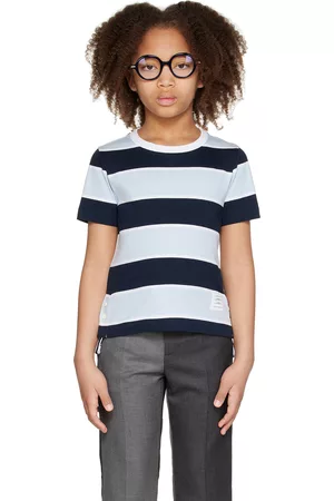 Thom Browne T-Shirts - Kids Navy & Blue Striped T-Shirt