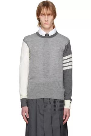 Thom Browne Men Tops - Gray Fun Mix Sweater