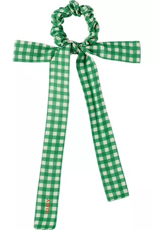 Tiny Cottons Boys Neckties - Kids Green & Off-White Check Scrunchie
