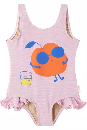 Tiny Cottons Girls Swimsuits - Kids Pink Leisure One-Piece Swimsuit