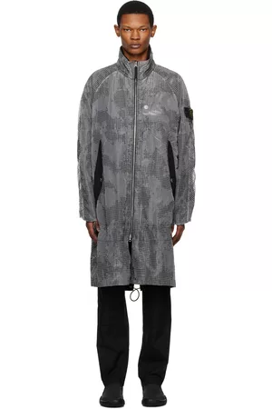 Stone Island Men Coats - Gray Fishtail Coat