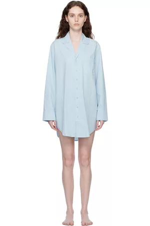 SKIMS Women Pajamas - Blue Button Pyjama Shirt