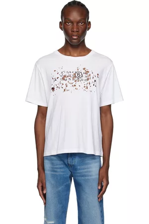 Maison Margiela Men T-Shirts - White Worn Numbers T-Shirt