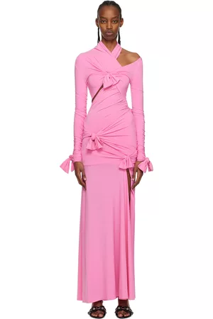 Balenciaga Women Graduation Dresses - Pink Knot Maxi Dress