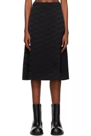 Balenciaga Women Midi Skirts - Black Jacquard Midi Skirt