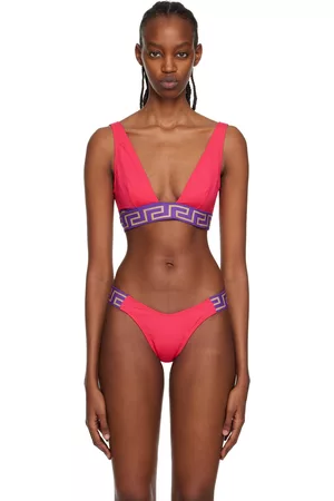 VERSACE Women Bikini Tops - Pink Greca Border Bikini Top