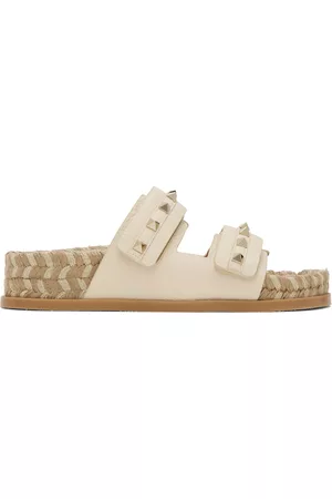 VALENTINO GARAVANI Women Flat Sandals - Off-White Rockstud Flat Sandals
