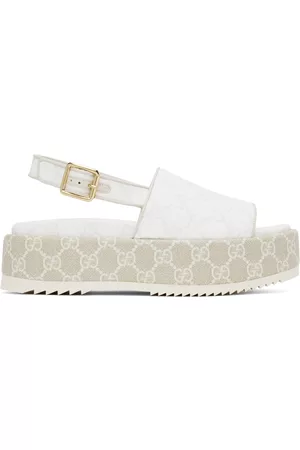 Gucci Women Platform Sandals - White GG Platform Sandals