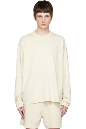Calvin Klein Men Long Sleeved T-Shirts - Off-White Printed Long Sleeve T-Shirt