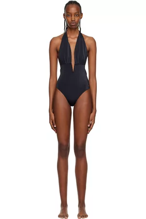Tom Ford Women Swimsuits - Black Plunging One-Piece Swimsuit