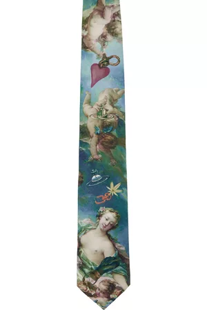 Vivienne Westwood Men Neckties - Green & Blue Graphic Tie