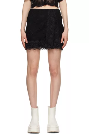 Msgm Women Mini Skirts - Black Scalloped Miniskirt