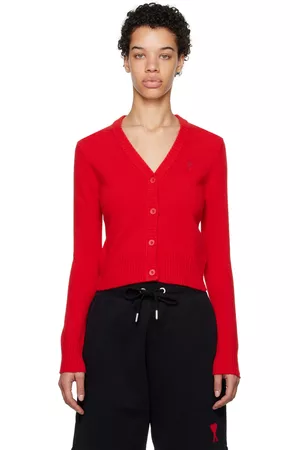 Ami Women Sweatshirts - Red Ami de Cœur Cardigan