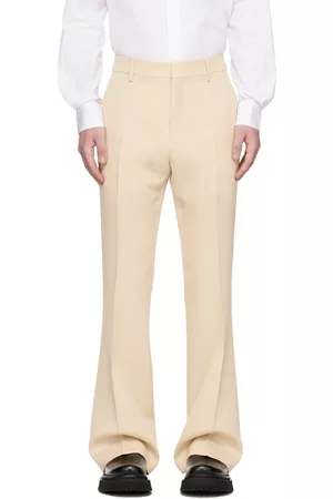 Ami Men Wide Leg Pants - Beige Flared Trousers