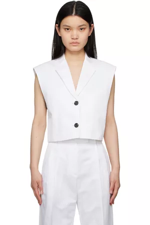 Helmut Lang Women Vests - White Cropped Vest