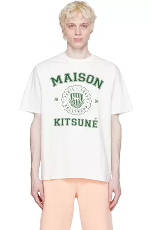Maison Kitsuné Men T-Shirts - White Hotel Olympia Edition Varsity T-Shirt