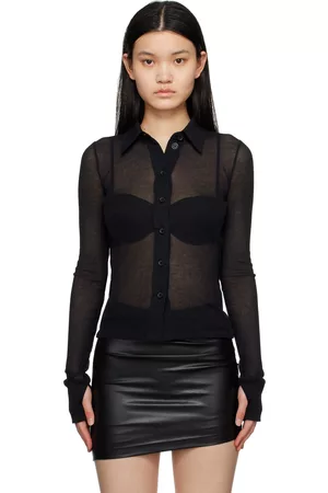 Helmut Lang Women Sheer Shirts - Black Sheer Shirt