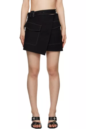 Helmut Lang Women Trench Coats - Black Trench Wrap Miniskirt