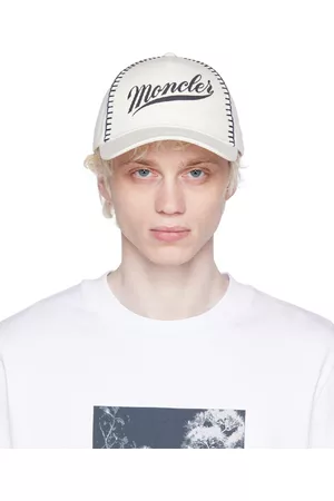 Moncler Men Caps - White Printed Cap