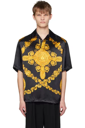 VERSACE Men Polo T-Shirts - Black Maschera Baroque Polo