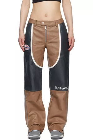 Nike Women Leather Pants - Brown & Black Travis Scott Edition Leather Pants