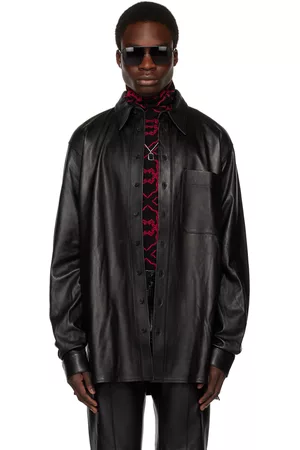 LU’U DAN Men Leather Jackets - Black Oversized Leather Jacket