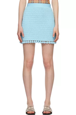 Burberry Women Mini Skirts - Blue Pom-Pom Miniskirt