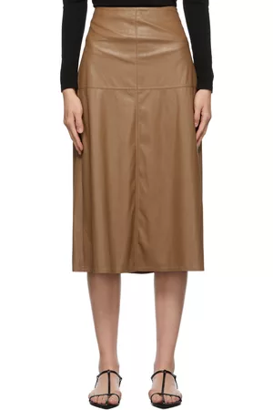 Max Mara Women Leather Skirts - Tan Faux-Leather Carioca Skirt