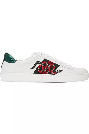 Gucci Men Sneakers - White Embroidered Ace Sneakers