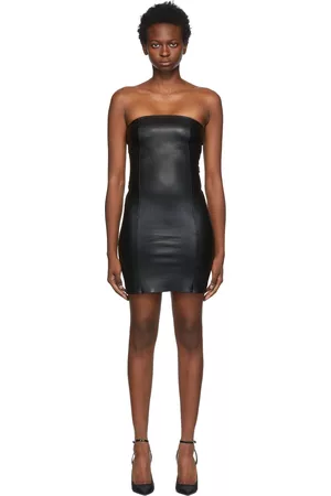 Abella Mini Dress - Strapless Ruffle Detail Bodycon Dress in Black