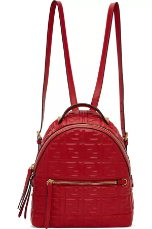 Fendi Women Luggage - Red Mini 'FF' Backpack
