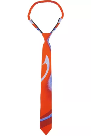 ERL Men Neckties - Orange & Blue Zipper Tie