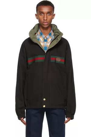 Gucci Men Jackets - Reversible Black & Khaki GG Jacket