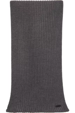 HUGO BOSS Men Scarves - Grey Rib Knit Scarf