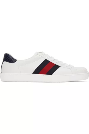 Gucci Men Sneakers - White & Navy Ace Sneakers