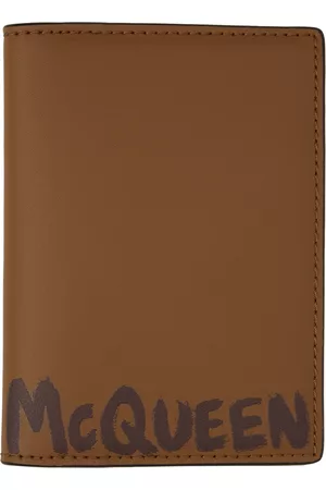 Alexander McQueen Men Wallets - Tan Graffiti Bifold Card Holder
