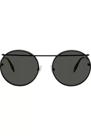 Alexander McQueen Men Round Sunglasses - Black Piercing Round Sunglasses