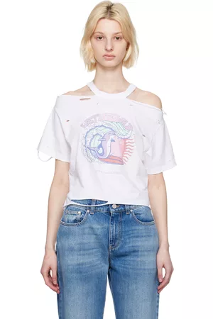 Stella McCartney Women T-Shirts - White Distressed T-Shirt