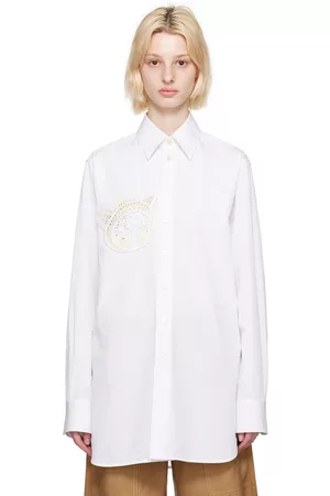 Stella McCartney Women Shirts - White Crochet Patch Shirt