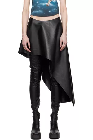 Stella McCartney Women Mini Skirts - Black Asymmetric Faux-Leather Miniskirt