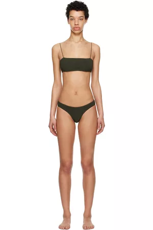 Totême Women Bikinis - Khaki Smocked Bikini