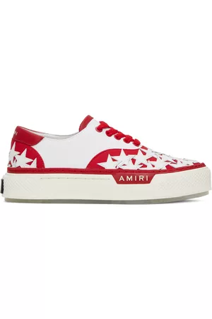 AMIRI Men Sports Shoes - Red & White Stars Court Sneakers