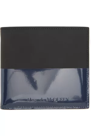 Alexander McQueen Men Wallets - Black & Navy Bifold Wallet