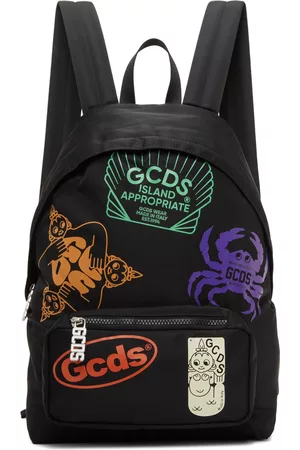 GCDS Men Rucksacks - Black Nylon Shell Backpack