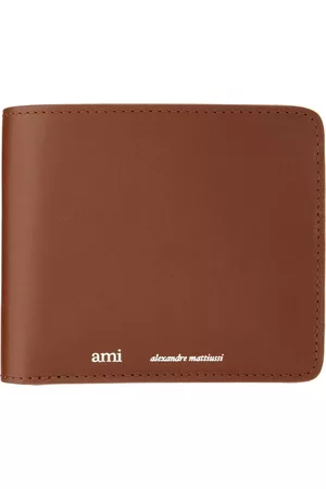 Ami Men Wallets - Brown Leather Folded Wallet