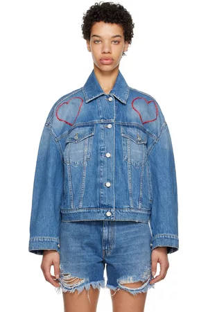 Stella McCartney Women Denim Jackets - Blue Heart Embroidery Denim Jacket