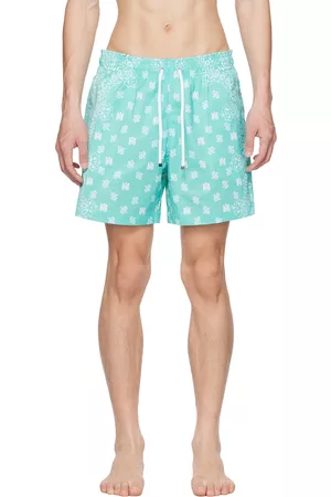 Kiton All-Monogram Swim Shorts in Green