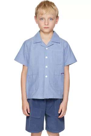 oopsmyboy Shirts - Kids Blue Embroidered Shirt