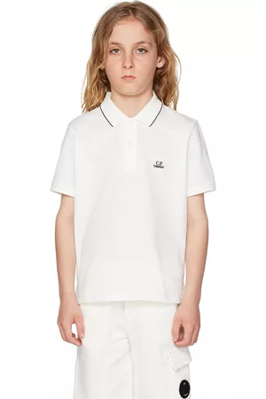 C.P. Company Polo T-Shirts - Kids White Embroidered Polo